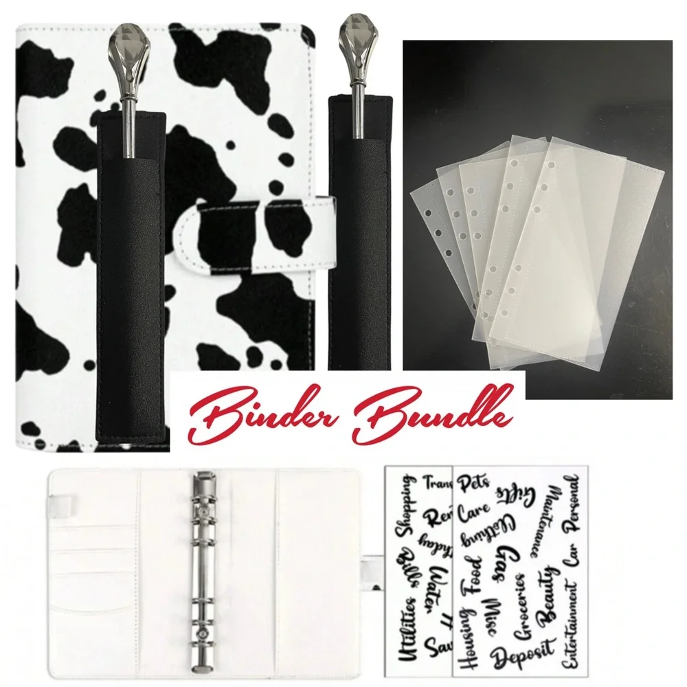 CASH ENVELOPE STUFFING METHOD, A6 COW PRINT Binder BUNDLE
